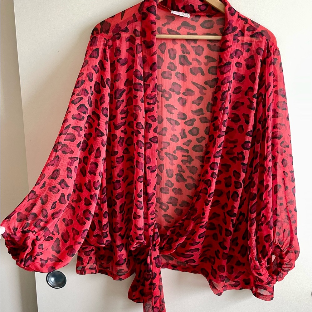 FREE PEOPLE Sheer Tie Front Kimono